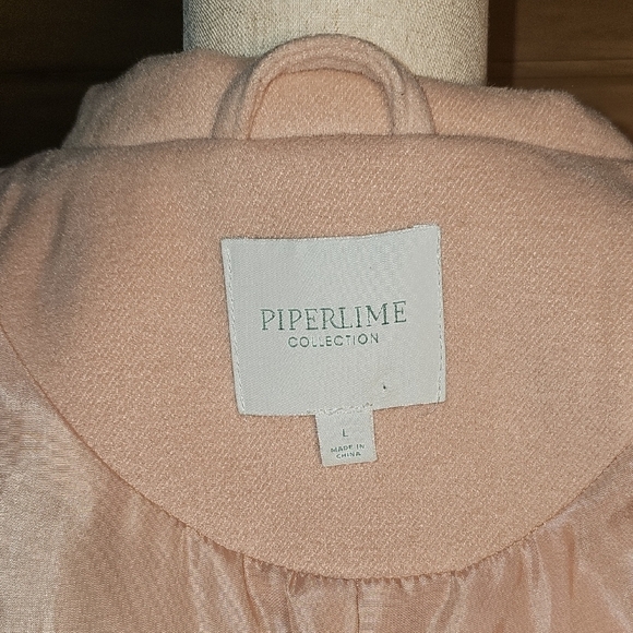 Piperlime Light Pastel Pink Moto Jacket with Oversized Collar and Relaxed Fit LG - Picture 12 of 13